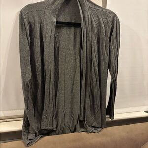 Gray Open Front Soft Jersey Cardigan